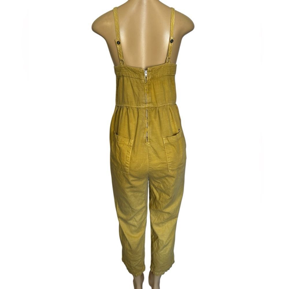Anthropologie Postage Stamp mustard Yellow Romper jumpsuit size medium - Picture 2 of 9